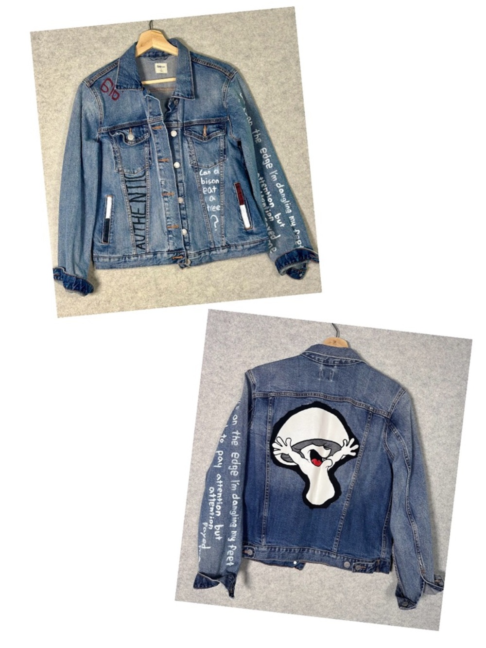 GAP Custom Graffiti Art Streetwear Denim Jacket Artistic Grunge Lil Wayne Drake